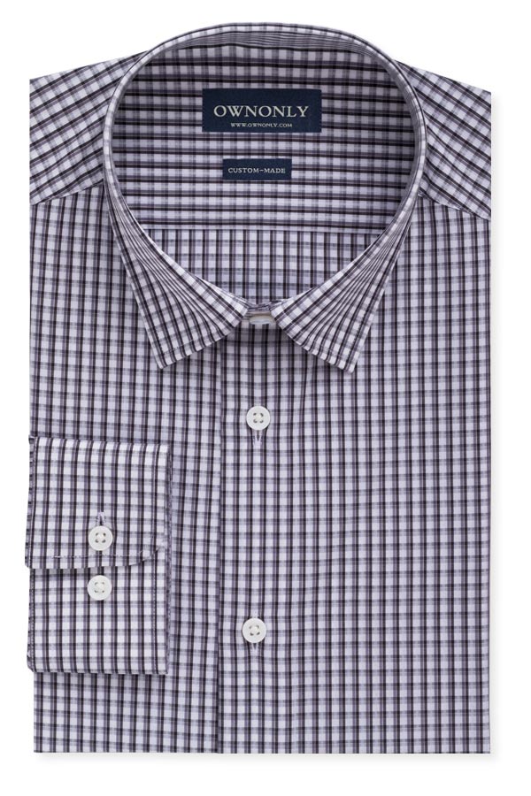Black and White Checked Herringbone Shirt