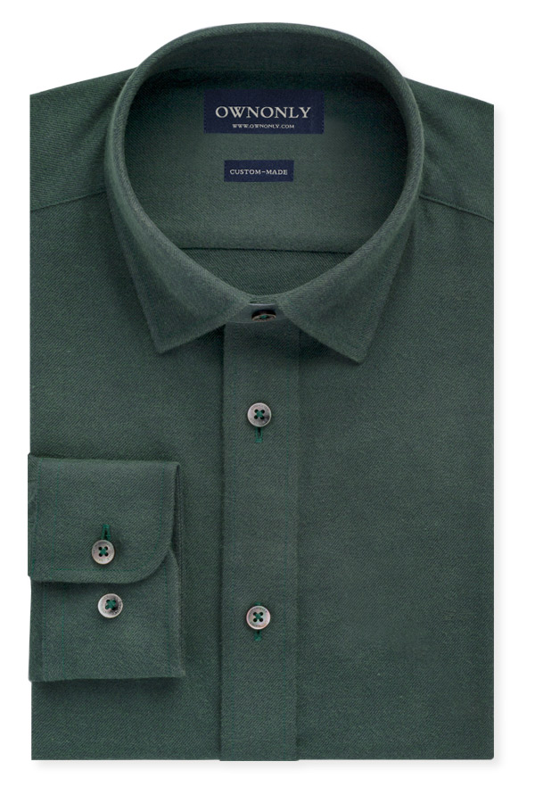 Net Color Business Brushed Green Shirt