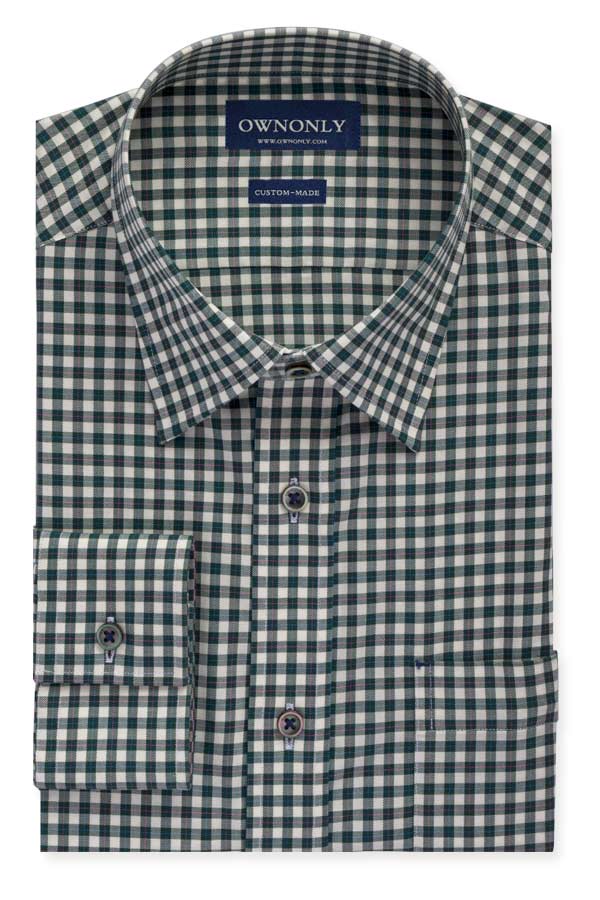 Casual Green & White Gingham Shirt