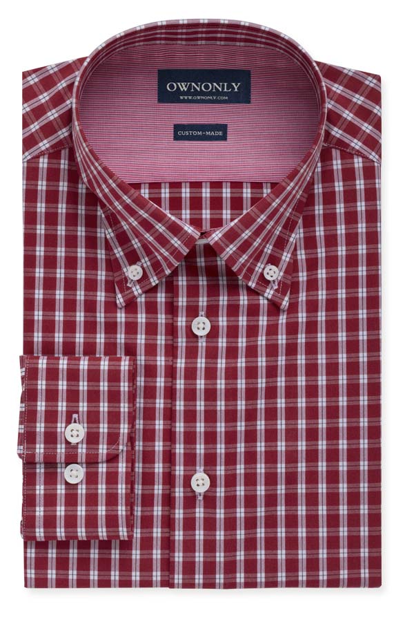 Business Toned-down Red & White Checked Shirt
