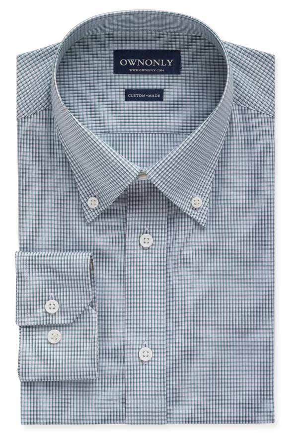 Business Green & White Checked Shirt