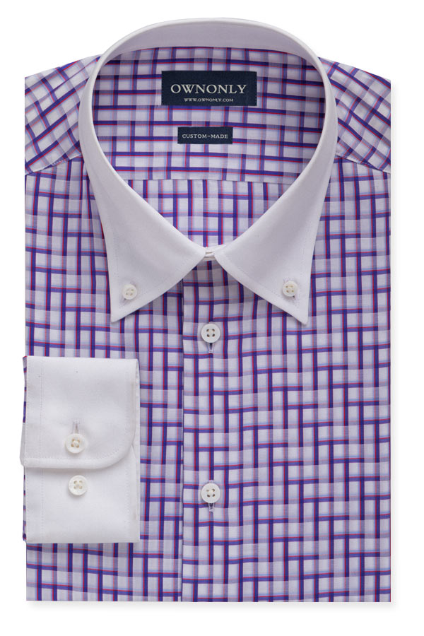 Business Purple & White Checked Shirt