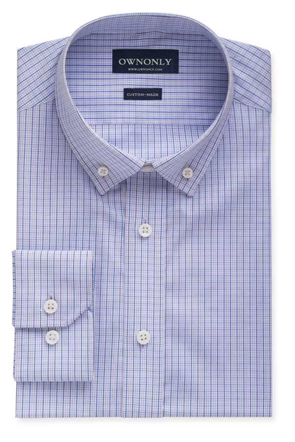 Light Blue & White Checked Business Shirt