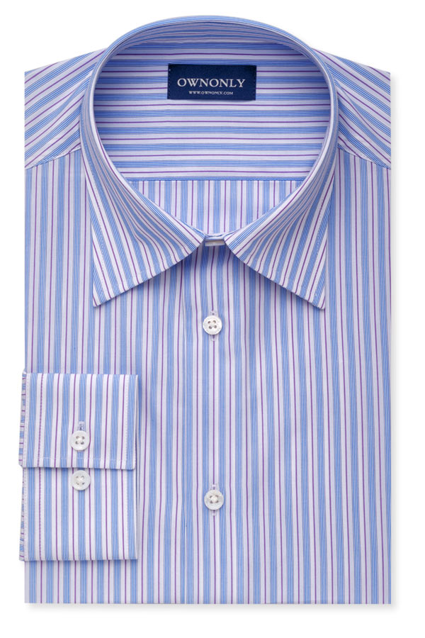 Classic Blue, Purple & White Striped Shirt