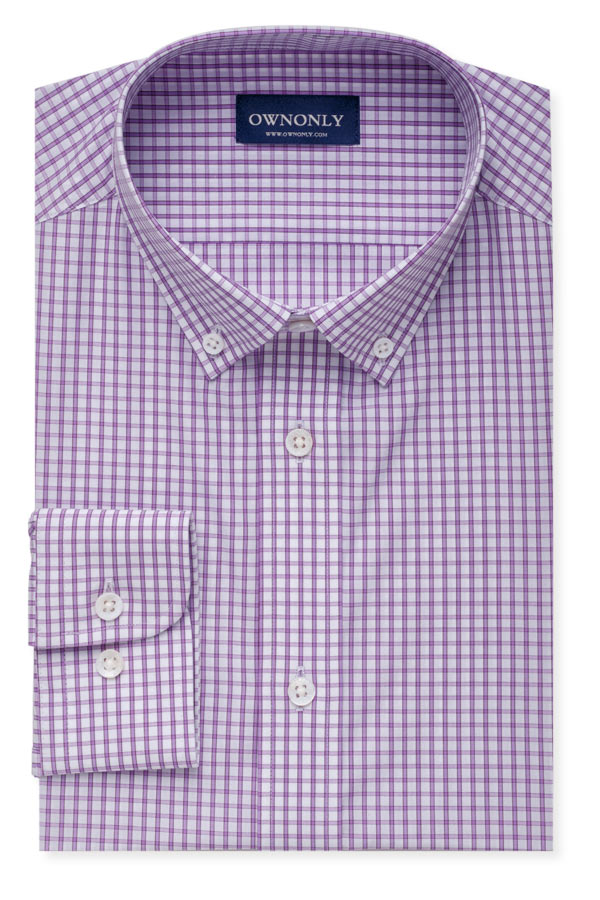 Business Purple & White Checkered Shirt