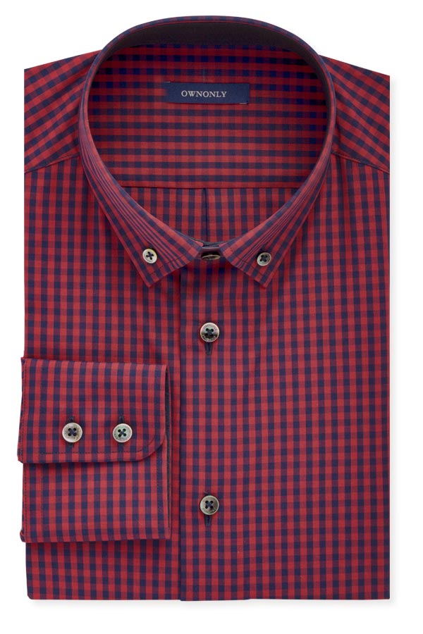Dark Red and Blue Gingham Shirt