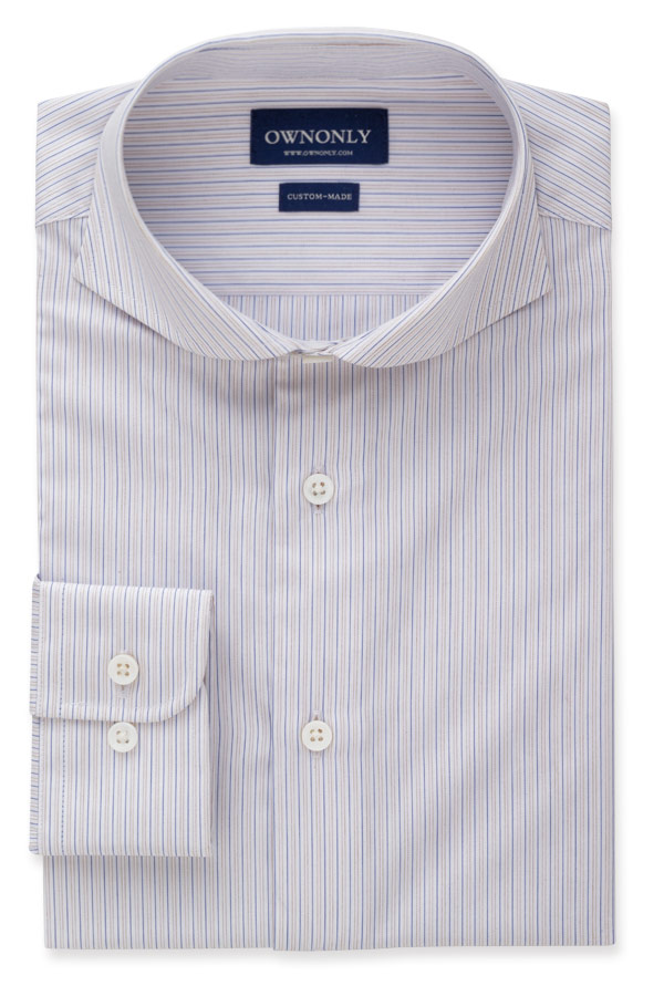 Classic Blue,Grey & White Pinstripe Shirt