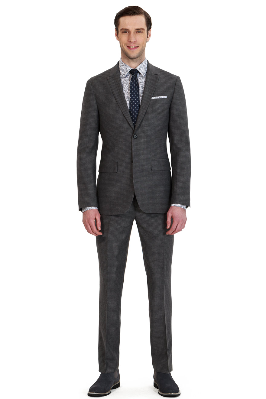 Dark Grey Grain Patterns  Business Suit