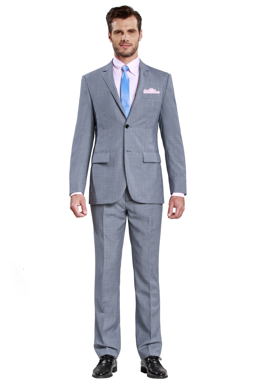 Business Blue and Black Checked Suit