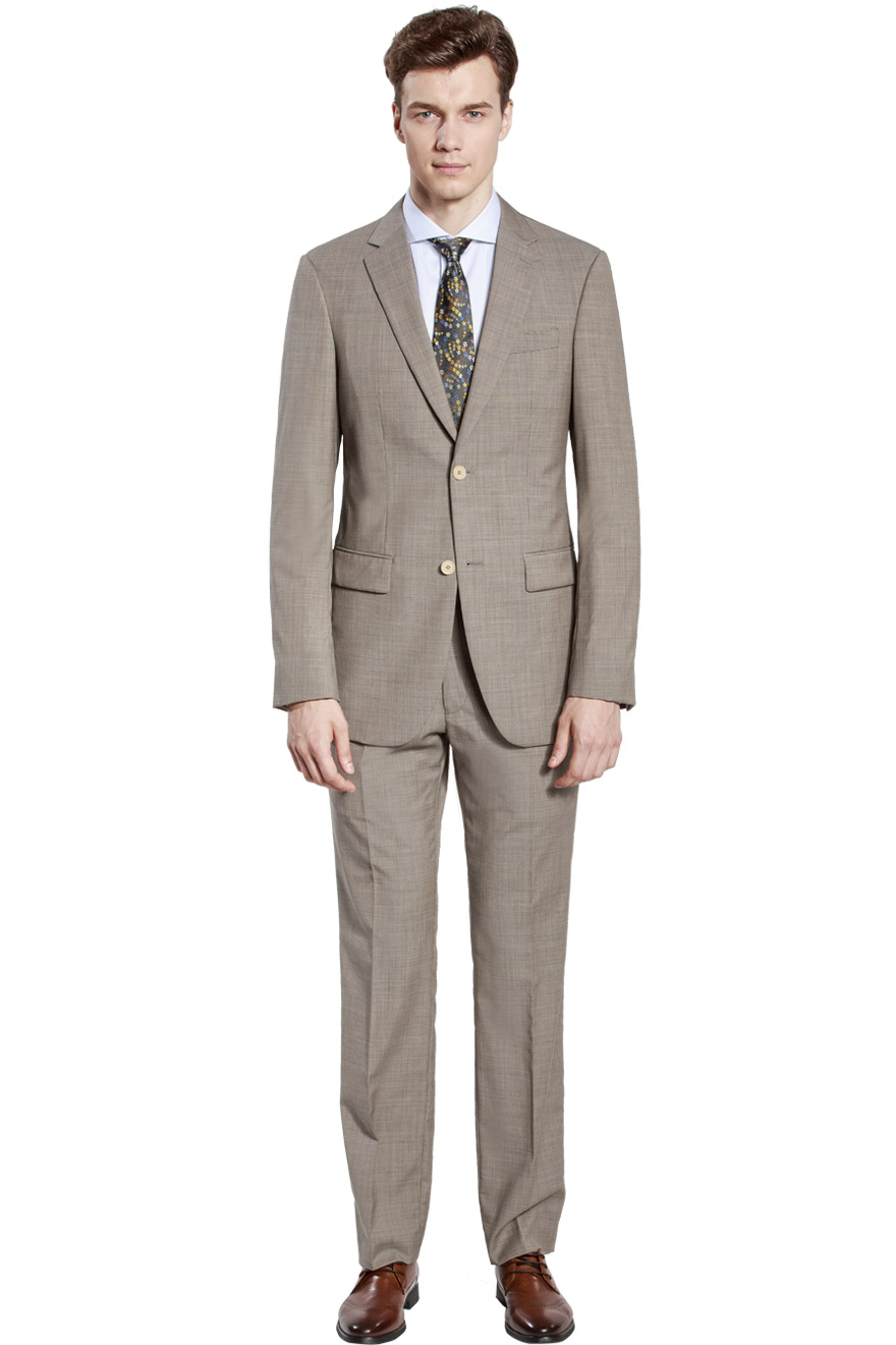 Business Khaki Houndstooth Two-piece Suit