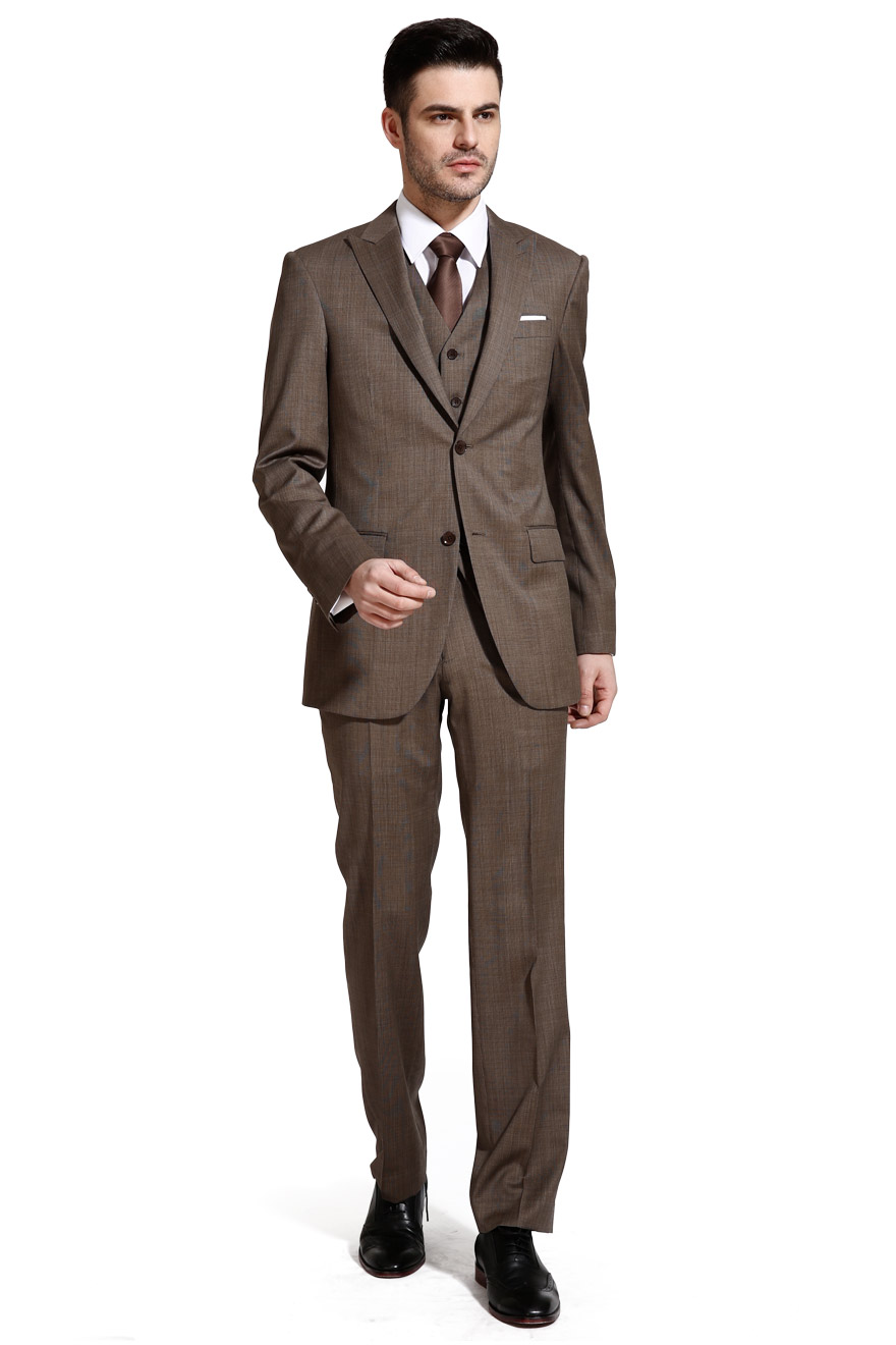 Business Coffee Brown Wool Two-Piece Suit
