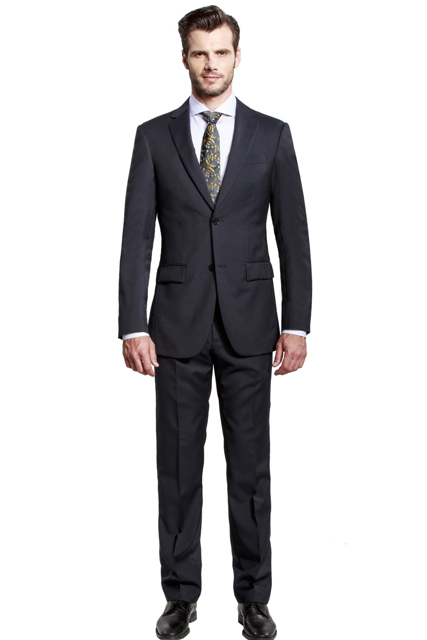 Classic Dark Navy Striped Two-Piece Suit