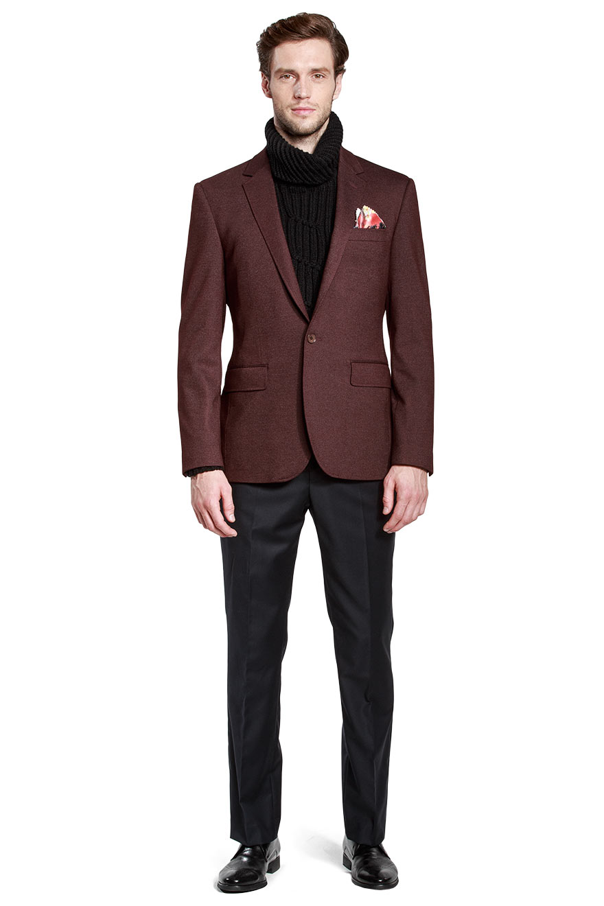 Burgundy Knit Winter Blazer