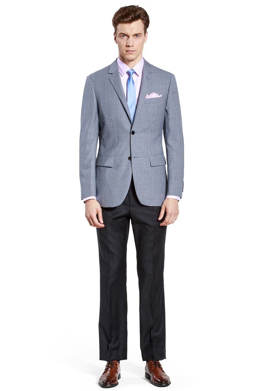 Blue Grey Plaid Summer Blazer