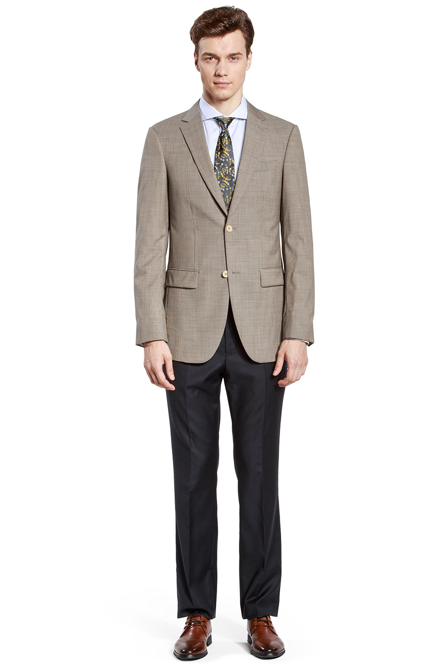 Beige Houndstooth Checked Blazer