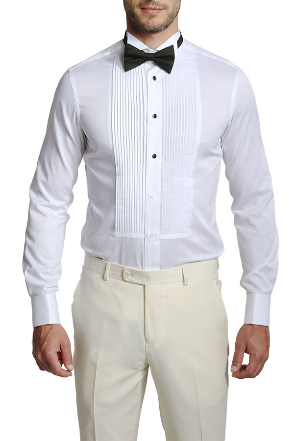 Straight Pleats White Tux Shirt