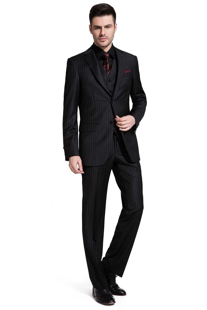 Classic Black Pinstriped Two-Piece Suit
