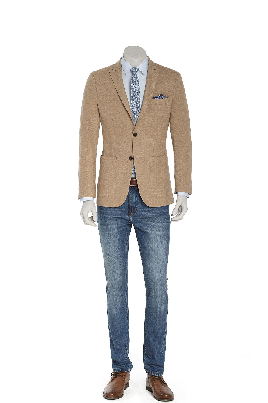 Camel Herringbone Blazer