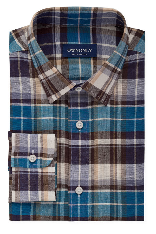 Blue and Coffee Plaid Shirt