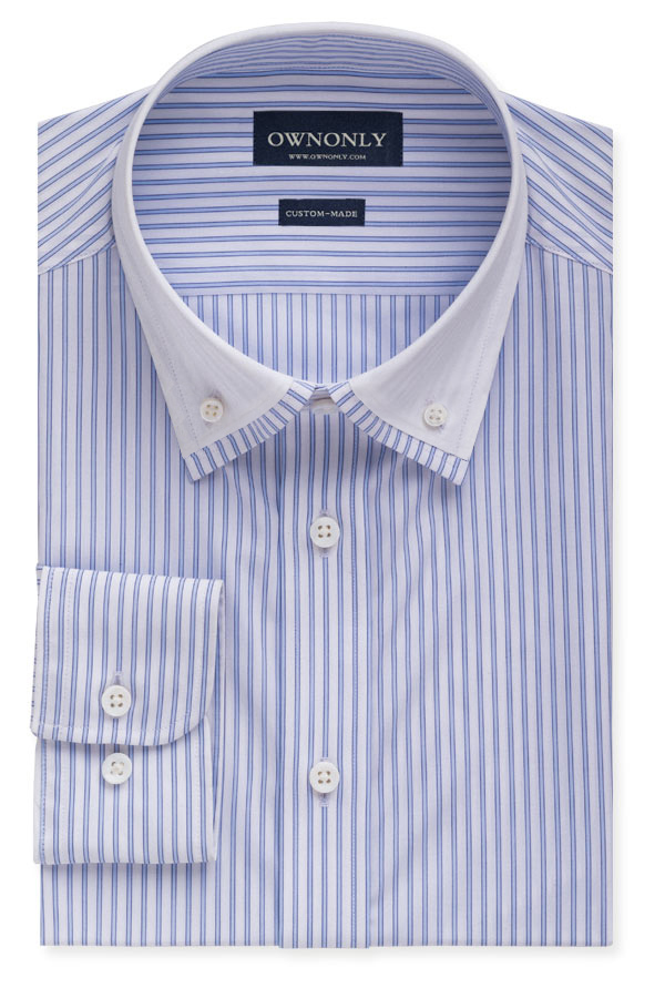 Business Norman White & Blue Striped Shirt