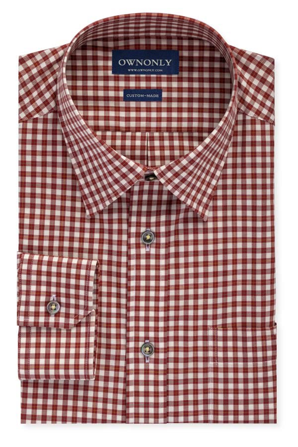 Casual Brown & White Checked Shirt