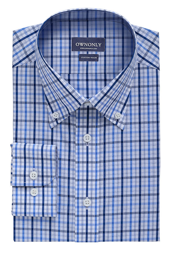 Business Oxford Blue & White Checked Shirt